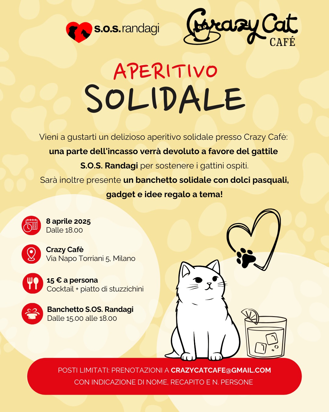 Aperitivo solidale 8 aprile SOS RANDAGI