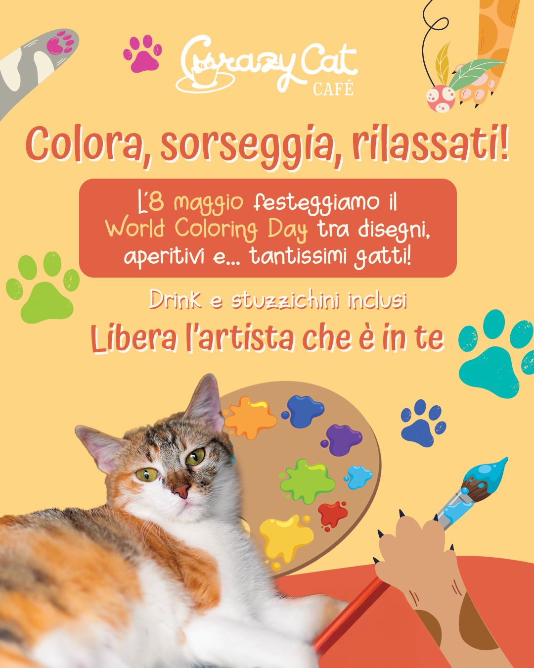 🎨 World Coloring Day al Crazy Cat Café